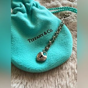 Tiffany & Co. Heart Padlock Lock Keyhole Bracelet Sterling Silver 925 With Pouch